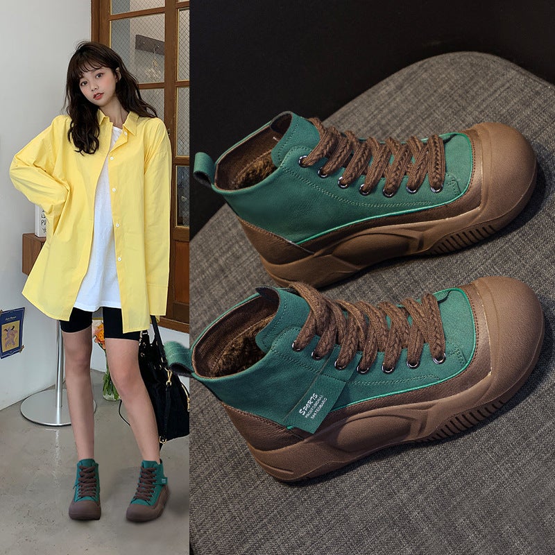 Martin Boots for Women, 2026 Autumn New Style, Trendy Thick-Soled Height-Increasing Short Boots, High-Top Casual Shoes, Retro British Style - Image 2