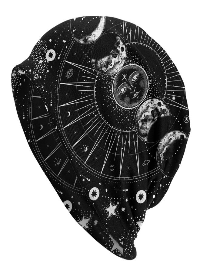 MOLIAN Sun and Moon Black and White Beanies Thin Bonnet Cap Casual Skull Cap for Jogging Cycling - Image 1