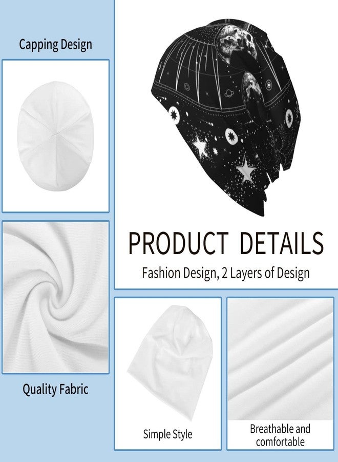 MOLIAN Sun and Moon Black and White Beanies Thin Bonnet Cap Casual Skull Cap for Jogging Cycling - Image 3