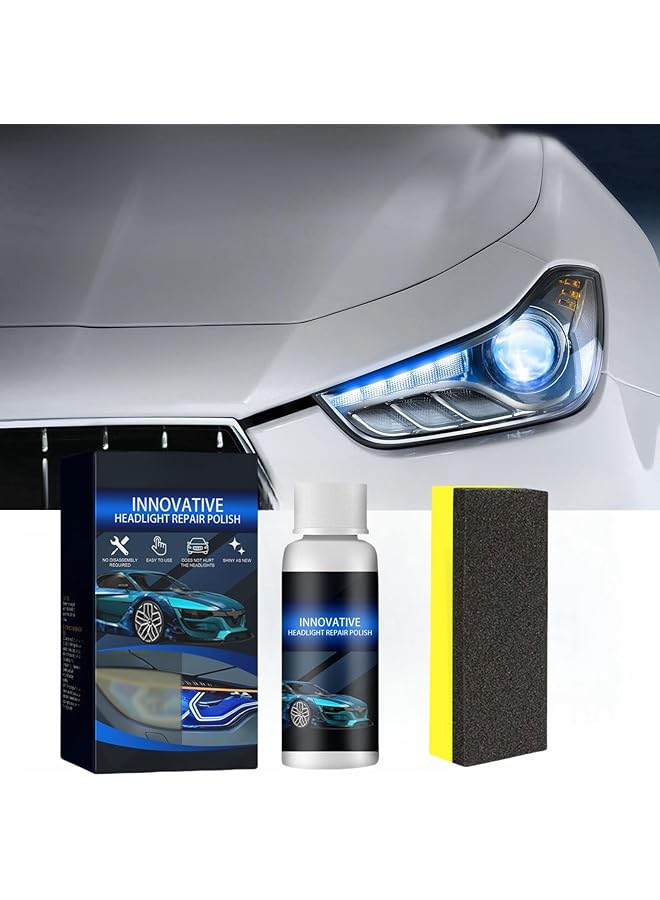 HONPOLO Headlight Restoration Liquid - 50Ml Headlight Coating And Refinishing Solution - Includes Sponge - Restores Clarity And Brightness - Uv Protection - Enhances Visibility And Safety  - Image 1