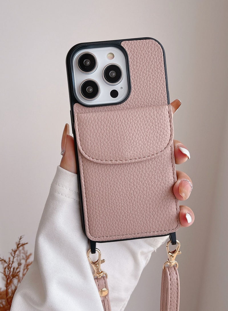 Suteni Crossbody Strap Back Cover Card Slots Leather Phone Case for iPhone