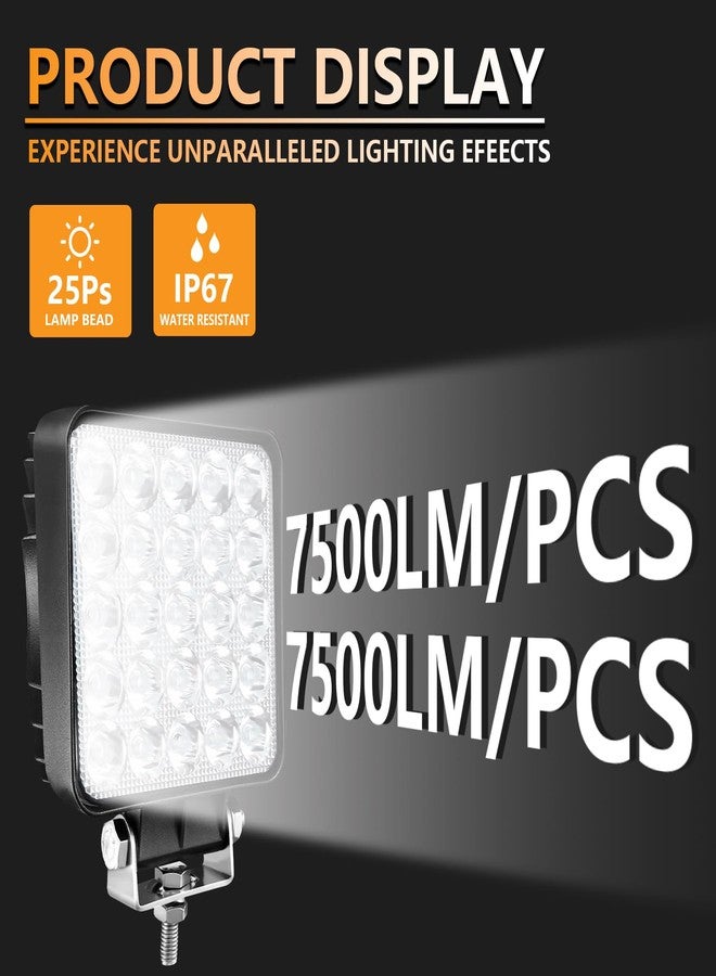 مصابيح عمل LED من سان يونغ للشاحنات والجرارات والمركبات الترفيهية، 75 واط، 4 بوصة، مقاومة للماء، شريط إضاءة LED للطرق الوعرة، مصابيح LED مربعة للجرارات والشاحنات والمركبات ATV وسيارات الدفع الرباعي ومركبات UTV والمركبات الترفيهية والقوارب، 10 قطع - Image 3