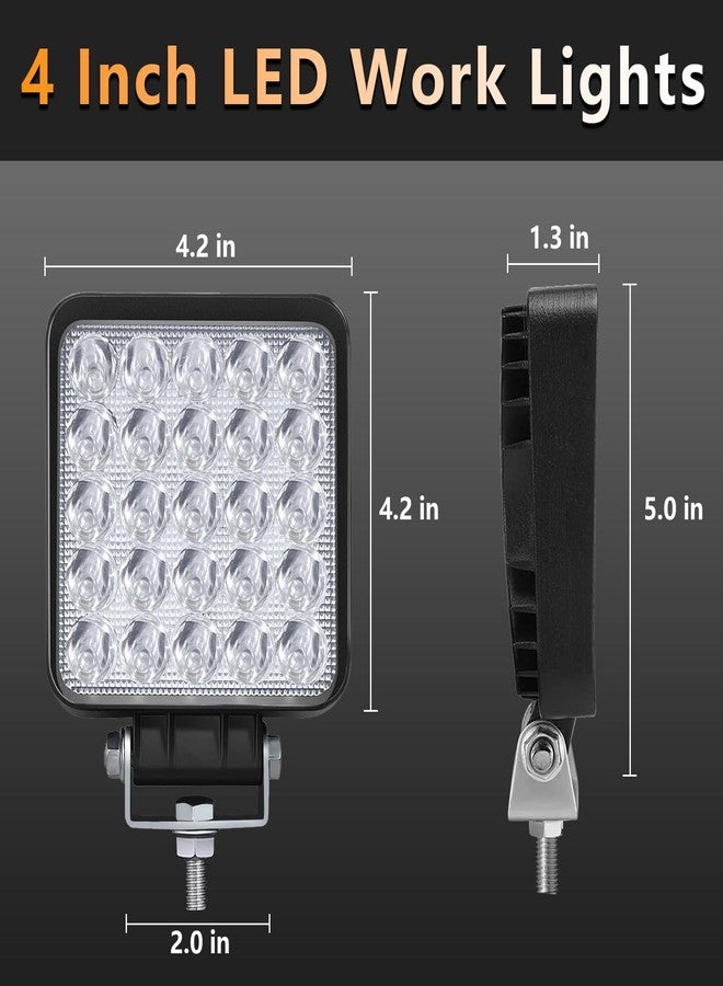 مصابيح عمل LED من سان يونغ للشاحنات والجرارات والمركبات الترفيهية، 75 واط، 4 بوصة، مقاومة للماء، شريط إضاءة LED للطرق الوعرة، مصابيح LED مربعة للجرارات والشاحنات والمركبات ATV وسيارات الدفع الرباعي ومركبات UTV والمركبات الترفيهية والقوارب، 10 قطع - Image 2