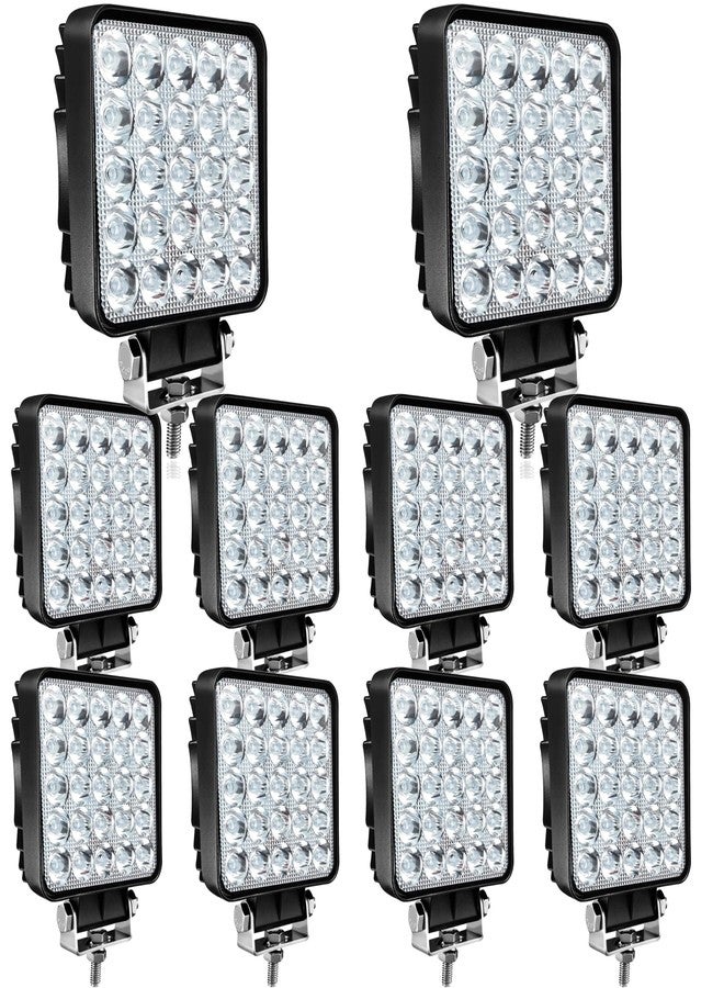 مصابيح عمل LED من سان يونغ للشاحنات والجرارات والمركبات الترفيهية، 75 واط، 4 بوصة، مقاومة للماء، شريط إضاءة LED للطرق الوعرة، مصابيح LED مربعة للجرارات والشاحنات والمركبات ATV وسيارات الدفع الرباعي ومركبات UTV والمركبات الترفيهية والقوارب، 10 قطع - Image 1