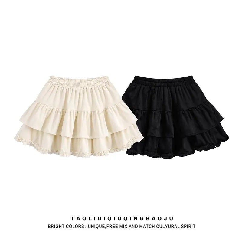 Girl'S Puffy Cake Skirt Skirt Summer Mid-Sized Children'S Sweet Lotus Leaf Border Walking Light A- Shaped Pleated Short Skirt - Image 3