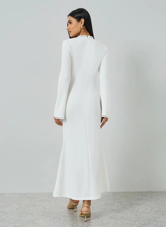 Take Two  White Maxi Dress with Cape Overlay for Women | Best Price UAE