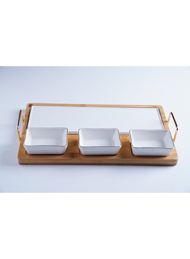 Pan Home طقم مقبلات دارسي 4 قطع باللون الأبيض - Image 2