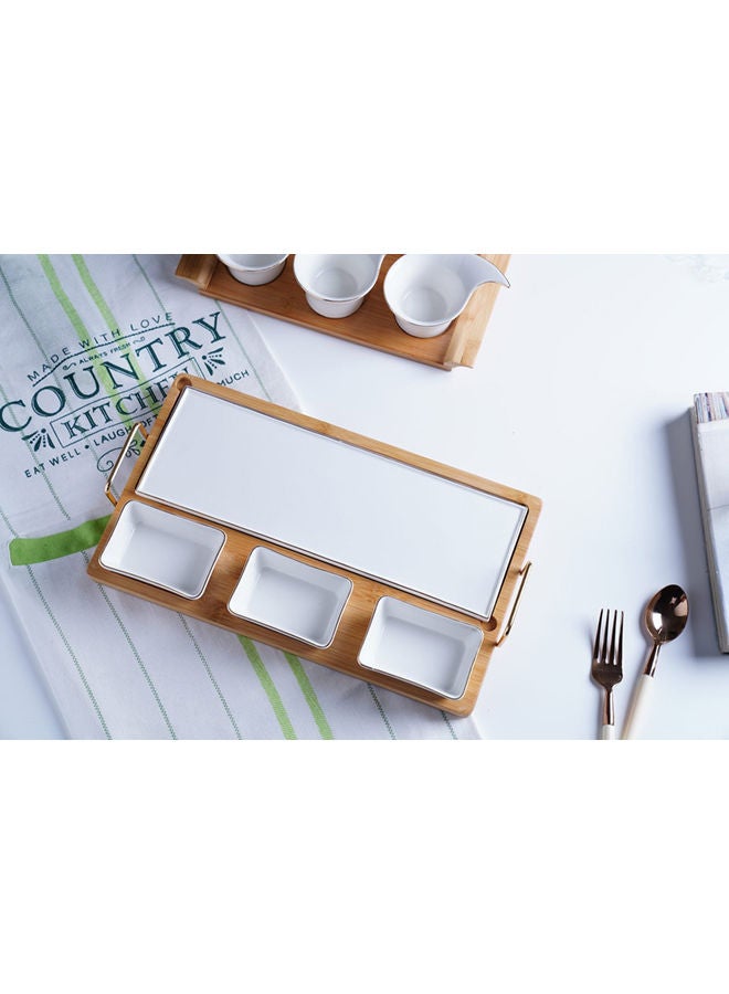 Pan Home طقم مقبلات دارسي 4 قطع باللون الأبيض - Image 1