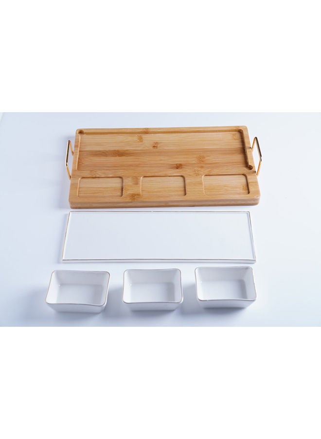 Pan Home طقم مقبلات دارسي 4 قطع باللون الأبيض - Image 3