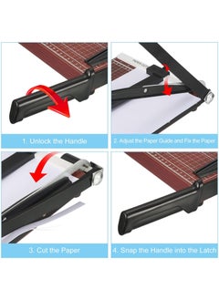 MileMelo A4 Paper Cutter Paper Guillotine Cutter Cut Cardboard 12x10inch Heavy-duty Metal Base for School,Home,Office Brown  - Image 5