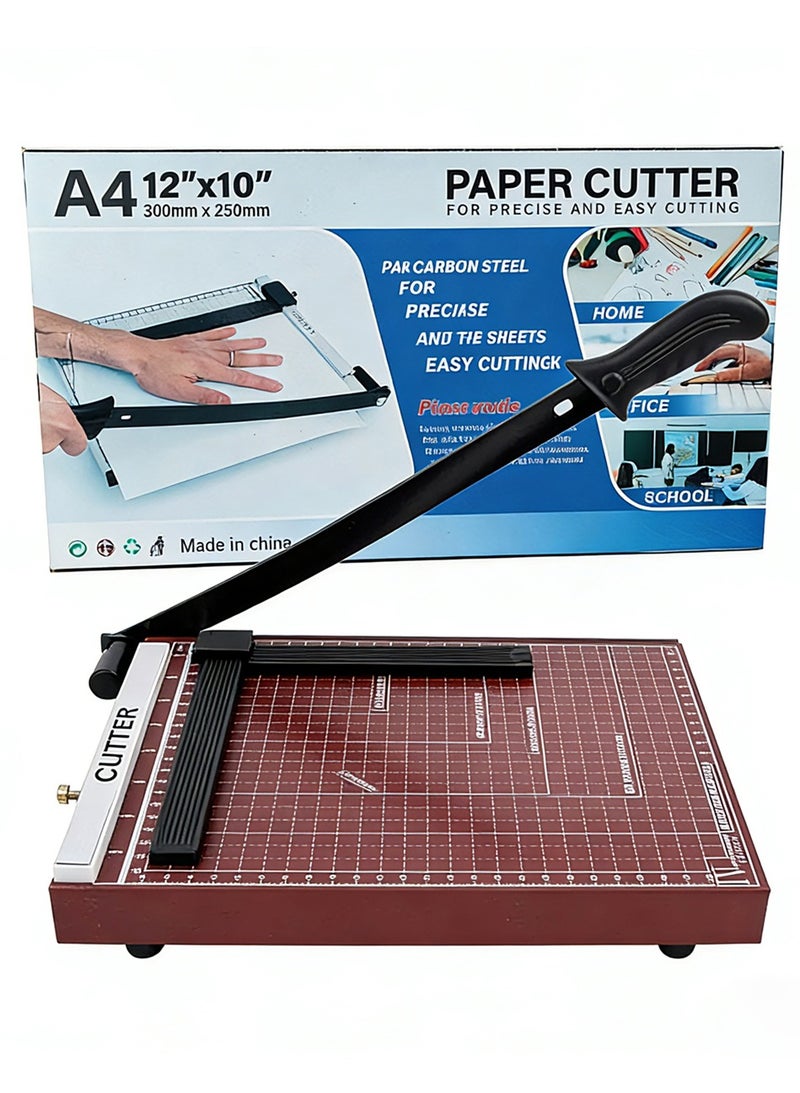 مايل ميلو اداة تقطيع الورق الاحترافية مقاس ايه 4، اداة تشذيب الورق، اداة تشذيب معدنية لقص الصور الورقية العادية شديدة التحمل، سعة 12 ورقة، بني - Image 1