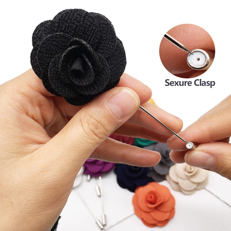 Geek-M Men's Lapel Pin Handmade Boutonniere Flower Pin for Suit Wedding Groom Xmas Gift Pack of 12 - Image 3