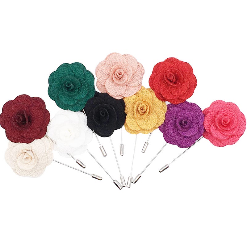 Geek-M Men's Lapel Pin Handmade Boutonniere Flower Pin for Suit Wedding Groom Xmas Gift Pack of 12 - Image 2