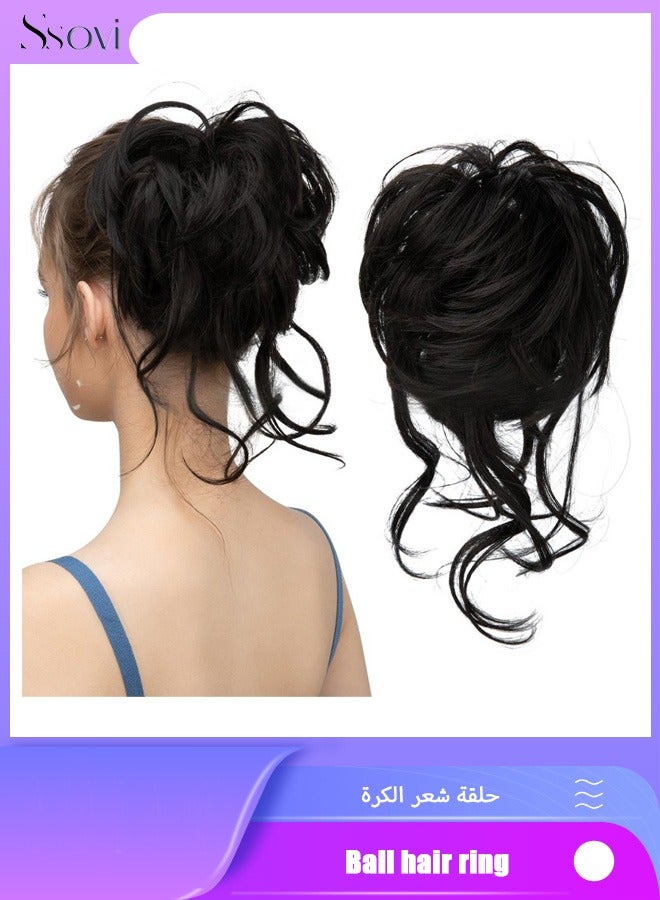 سوفي وصلات شعر أنيقة ومجعّدة على شكل كعكة، تمنح الشعر كثافةً وسهولةً في الارتداء، لتسريحات شعر مرفوعة سهلة. - Image 1