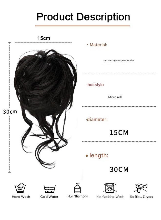 سوفي وصلات شعر أنيقة ومجعّدة على شكل كعكة، تمنح الشعر كثافةً وسهولةً في الارتداء، لتسريحات شعر مرفوعة سهلة. - Image 3