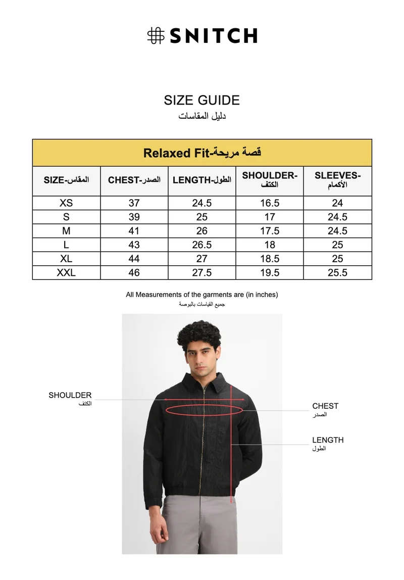 SNITCH Black Textured Bomber Jacket for Men | Best Price UAE