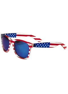V.W.E. Classic American Patriot Flag Mirror Sunglasses Usa Transparent Frame (Blue Mirror)  - Image 1