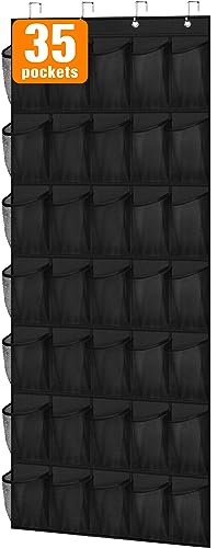 MISSLO 35 Large Pockets Over the Door Shoe Rack for Door Sturdy Oxford Over the Door Shoe Organizer Closet Hanging Shoe Holder Hanger - Image 1