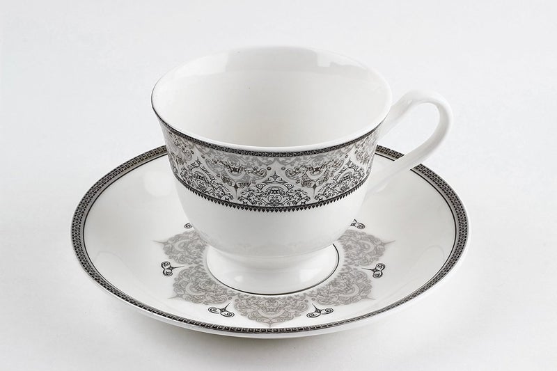 TAGROCK Heritage Black Cup and Saucer Set Pack of 6 - Image 2