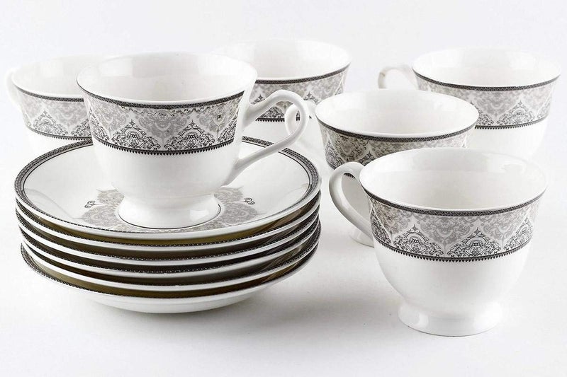 TAGROCK Heritage Black Cup and Saucer Set Pack of 6 - Image 1