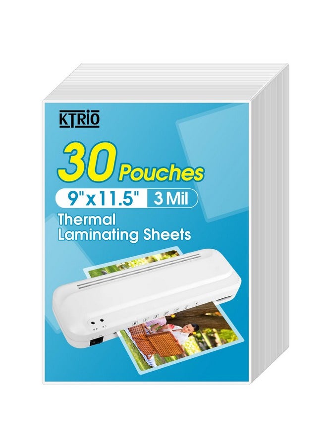 KTRIO KTRIO Laminating Sheets, Holds 8.5 x 11 Inch Sheets 30 Pack, 3 Mil Thermal Laminating Pouches 9 x 11.5 Inch Clear Plastic Lamination Sheet Paper for Laminator, Round Corner Letter Size  - Image 1