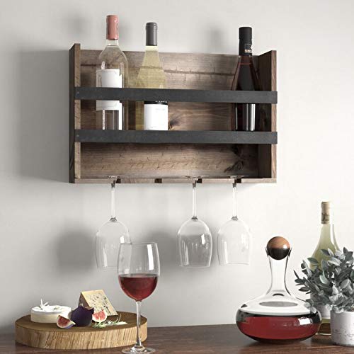 VM DECOR Vm decor Solid sheesham Wood Pallet Wine Rack Wall Mounted Wine Rack Wooden Wine Rack 4 Bottle4glass HoldNatural Polish Light Brown - Image 2