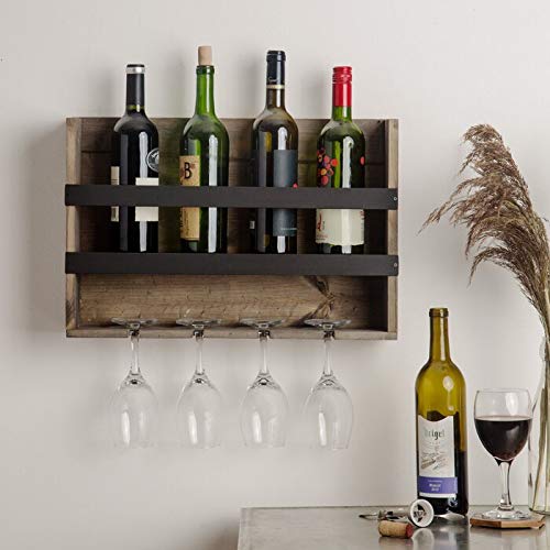 VM DECOR Vm decor Solid sheesham Wood Pallet Wine Rack Wall Mounted Wine Rack Wooden Wine Rack 4 Bottle4glass HoldNatural Polish Light Brown - Image 4