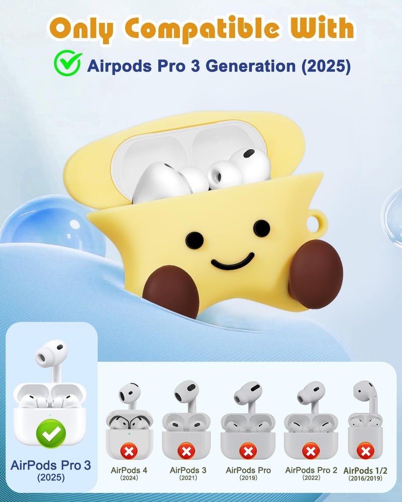 Joyleop for Airpods Pro 3 Case - Cute Funny for Women Girl Kids Girly 3D Kawaii Star Cartoon Design Soft Silicone Protective Case for Airpods Pro 3rd Gerneration 2025 Cover with Keychain - Image 2
