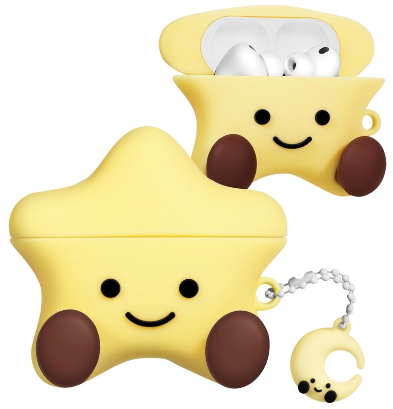 Joyleop for Airpods Pro 3 Case - Cute Funny for Women Girl Kids Girly 3D Kawaii Star Cartoon Design Soft Silicone Protective Case for Airpods Pro 3rd Gerneration 2025 Cover with Keychain - Image 1