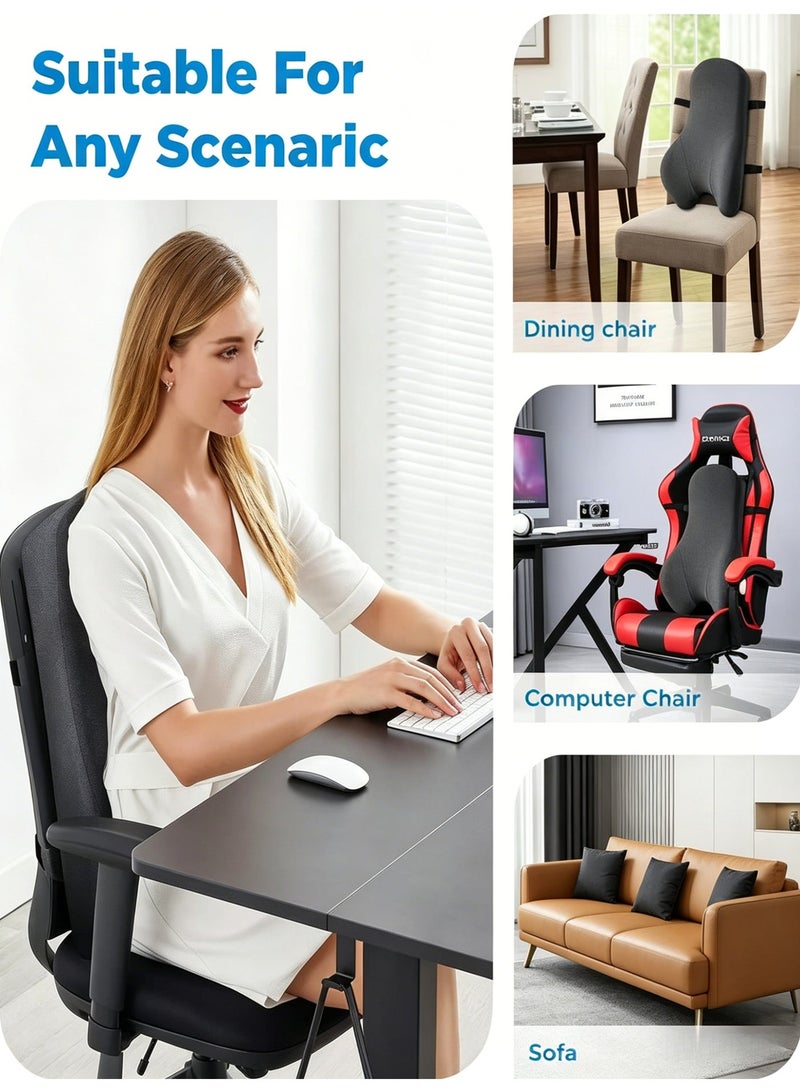 KELIO Lumbar Support Pillow for Office Chair - 24" Full Back Support Memory Foam Back Cushion for Back Pain Relief, Ergonomic Backrest Pillow with Dual Adjustable Straps for Office Chair, Gaming Chair, Car Seat, Sofa - Image 2