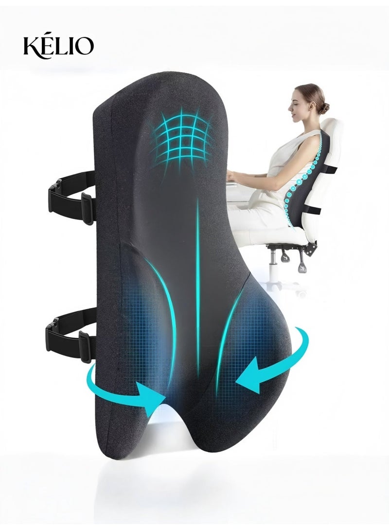 KELIO Lumbar Support Pillow for Office Chair - 24" Full Back Support Memory Foam Back Cushion for Back Pain Relief, Ergonomic Backrest Pillow with Dual Adjustable Straps for Office Chair, Gaming Chair, Car Seat, Sofa - Image 1