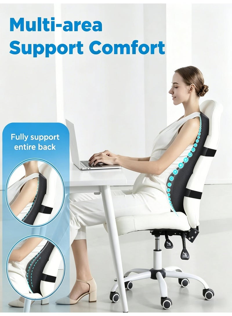 KELIO Lumbar Support Pillow for Office Chair - 24" Full Back Support Memory Foam Back Cushion for Back Pain Relief, Ergonomic Backrest Pillow with Dual Adjustable Straps for Office Chair, Gaming Chair, Car Seat, Sofa - Image 5