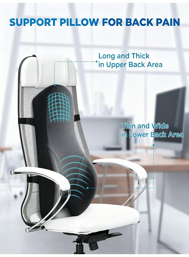KELIO Lumbar Support Pillow for Office Chair - 24" Full Back Support Memory Foam Back Cushion for Back Pain Relief, Ergonomic Backrest Pillow with Dual Adjustable Straps for Office Chair, Gaming Chair, Car Seat, Sofa - Image 4