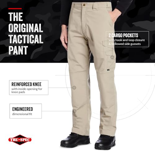 Tru-Spec 24-7 Original Tactical Pants for Men - Durable, Water-Resistant Cargo Work Pants with Concealed Carry and Knee Pad Openings, Khaki - 52W x 37L - Image 3
