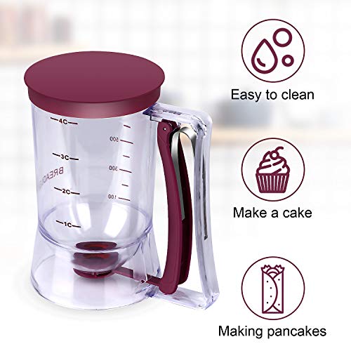 BBSTARZ Pancake Batter Dispenser – 4-Cup Batter Dispenser with Squeeze Handle & Measuring Marks for Pancakes, Waffles, Muffins, Crepes & Cupcakes – Baking Tool (purple) - Image 3