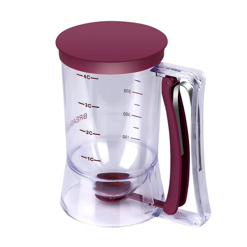 BBSTARZ Pancake Batter Dispenser – 4-Cup Batter Dispenser with Squeeze Handle & Measuring Marks for Pancakes, Waffles, Muffins, Crepes & Cupcakes – Baking Tool (purple) - Image 4