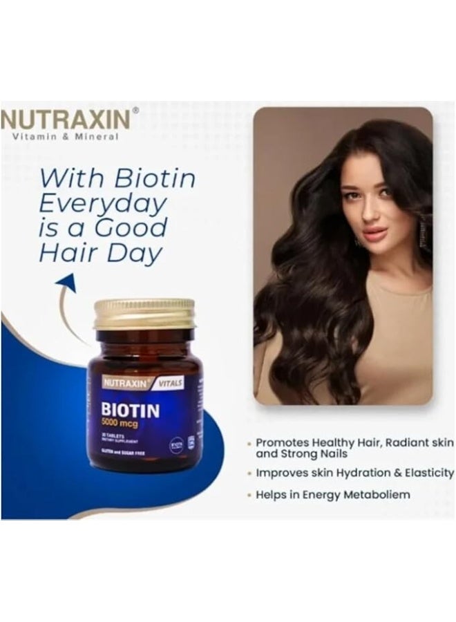 NUTRAXIN Biotin 5000 Mcg 30 Tablets - Image 3