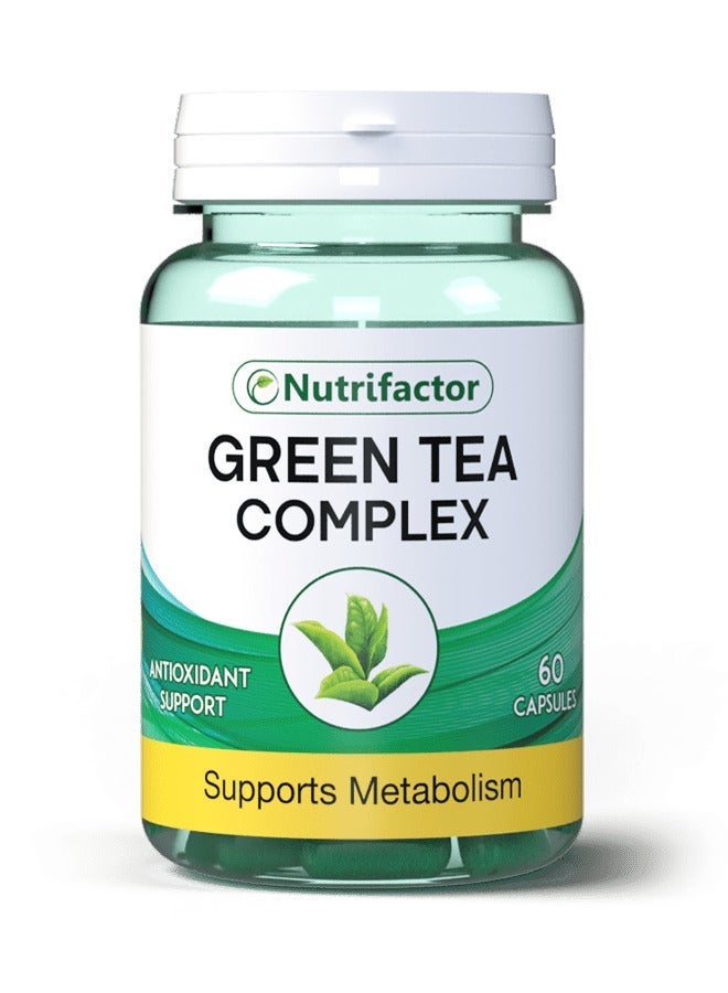 Green Tea Complex with EGCG | Metabolism & Energy Booster, Natural Antioxidant & Detox for Mental Focus | Fat Burner Dietary Supplement for Slimming & Weight Loss | 60 Capsules