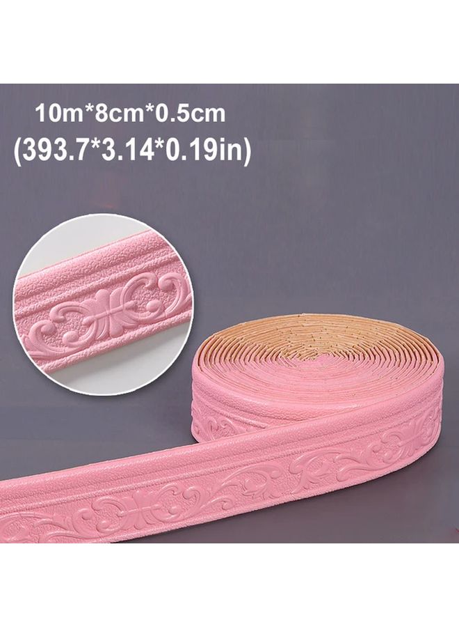 Self Adhesive 3D Wall Trim Foam Tape Waterproof Peel Stick Floral Design Pink - Image 1