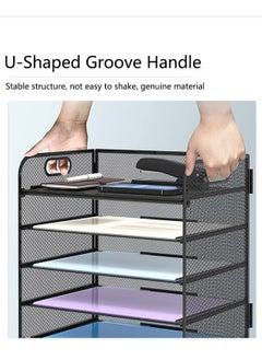 RATSAW Letter Tray Paper Organizer 5 Tier Desk File Organizer Desktop Organizer with Handle Black Metal Desktop Shelf Organizer for Office Supplies School Home  - Image 5