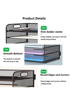 RATSAW Letter Tray Paper Organizer 5 Tier Desk File Organizer Desktop Organizer with Handle Black Metal Desktop Shelf Organizer for Office Supplies School Home  - Image 4