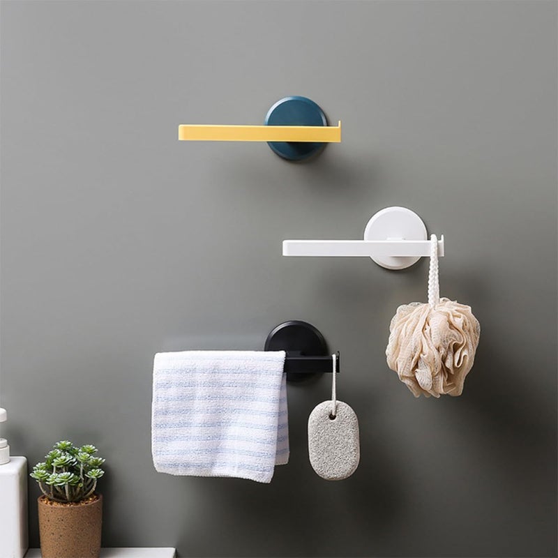 Luxshiny 2pcs Wall Mounted Towel Bar And Bathroom Shelf Set White Punch Free Storage Hanger For Home Space Saving Wall Towel Rack Holder - Image 3
