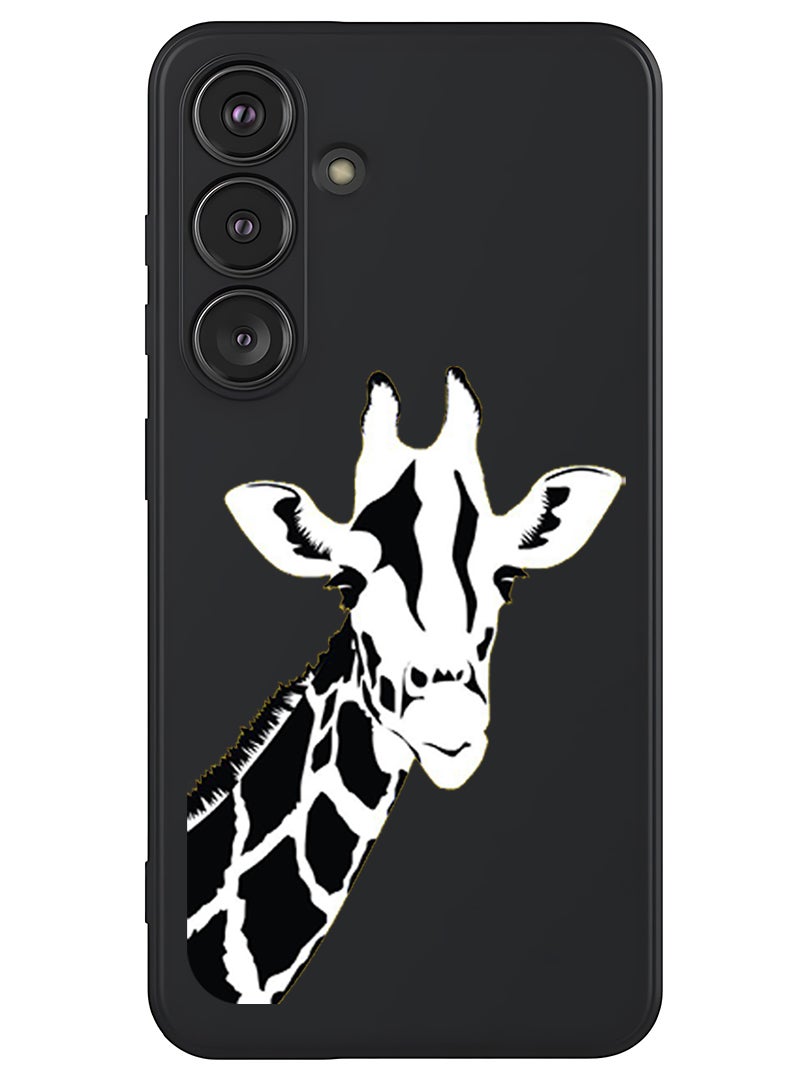 Theodor Protective Slim Fit Case Liquid Silicone Cover with Full Body Protection Anti-Scratch Shockproof Case For Samsung Galaxy S25 (Black) - Giraffe - Image 1