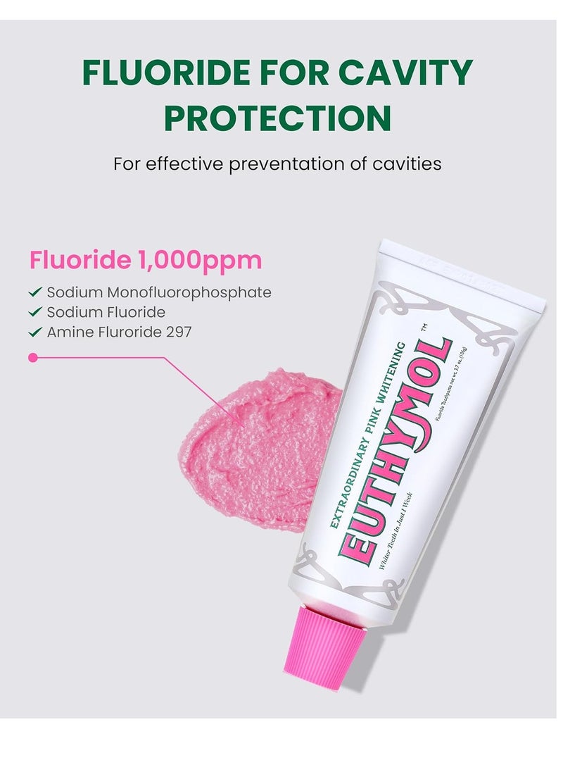Euthymol EUTHYMOL Whitening Toothpaste (3.7fl oz) - Stain Removal in 2 Weeks, Long-Lasting Freshness for Sensitive Gum & Teeth. Bad Breath, Cavity Prevention. Recyclable Aluminum Tube  - Image 2