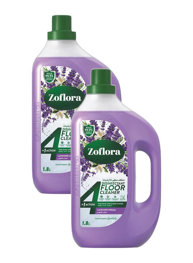 Zoflora 4 In 1 Disinfectant Floor Cleaner Lavender Dream 1.8L Pack of 2 - Image 1