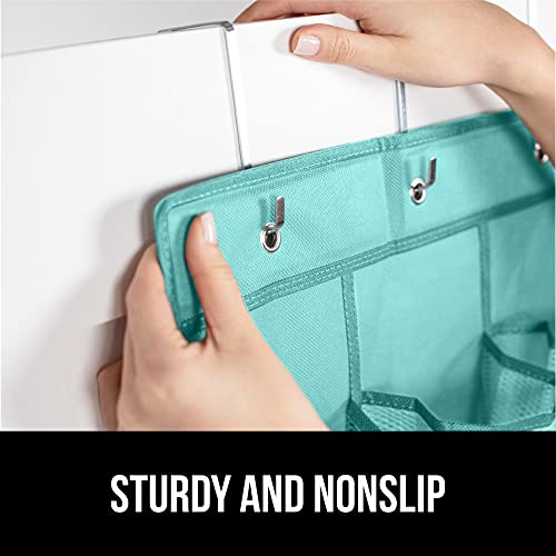 GORILLA GRIP Over the Door Shoe Organizer, 24 Large Breathable Mesh Pockets, Space Saving Hanging Storage Holder, Closet Rack Hanger Holds Up to 40 lbs, Hangs on Closets, Shoes, Accessories, Turquoise - Image 4