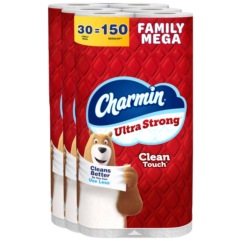 Charmin Ultra Strong Clean Touch Toilet Paper, 30 Family Mega Rolls = 150 Regular Rolls - Image 1