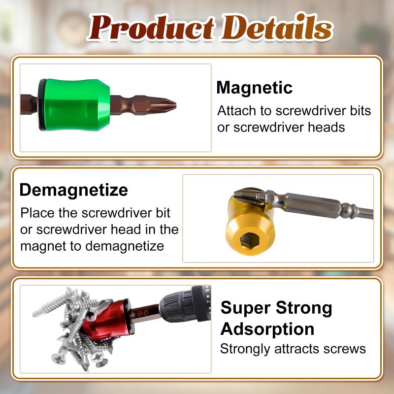 ZannWnm 3PCS Upgrade Screwdriver Head Magnetic Ring, Strong Magnetic Screw Holder Ring for Power Bits & Hex Screwdrivers, Removable Household Tool Metal Screw for Power Tools, Mechanics & Carpenters (Mix) - Image 4