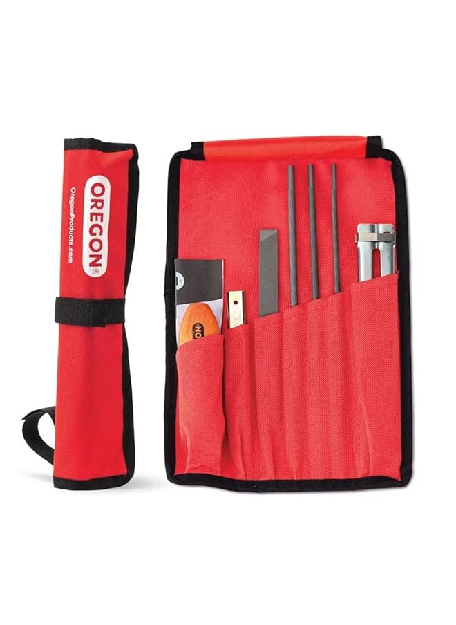 Oregon - Universal Chainsaw Field Sharpening Kit Includes 5/32 Inch 3/16 Inch And 7/32 Inch Round Files 6 Inch Flat File Handle Filing Guide And Travel Pouch 617067 - Image 1