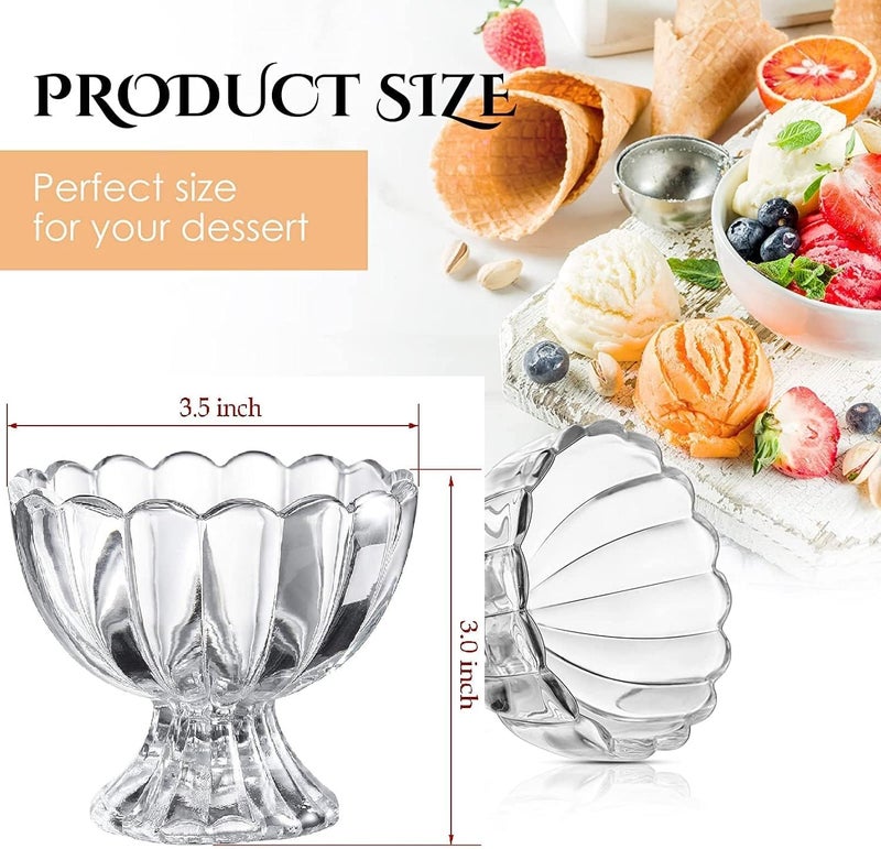 JIGSHTIAL Glass Ice Cream Bowls, Salad Dessert Serving Bowls, Tableware Set, Crystal Clear Glass Ice Cream Dessert Bowl 120 ml (6 pcs) - Image 5